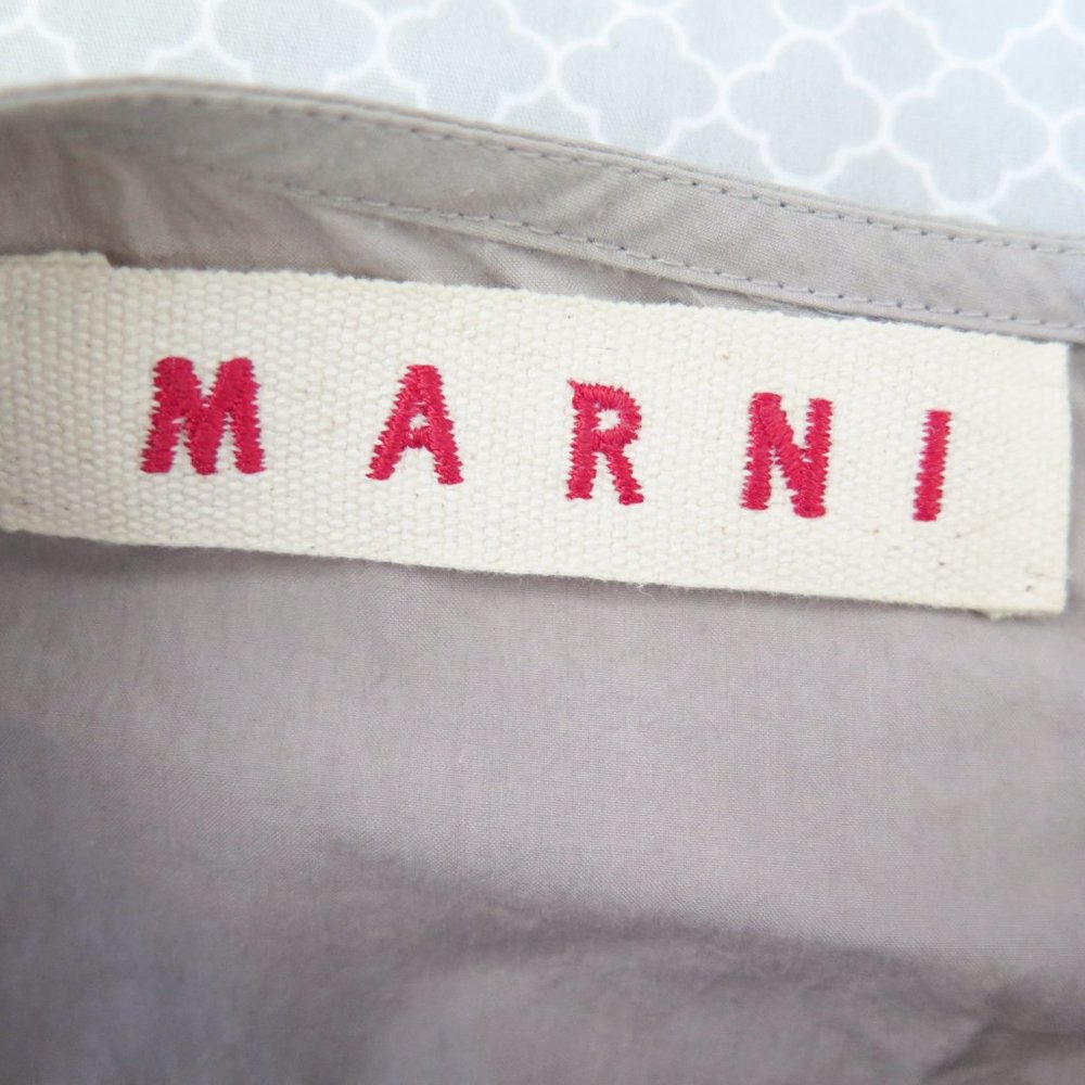 MARNI  Sleeveless Ruched Sleeveless Cotton Top in Taupe Sz 42 - Picture 5 of 7